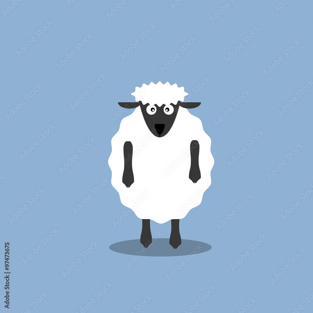 Obraz premium White sheep cartoon vector illustration