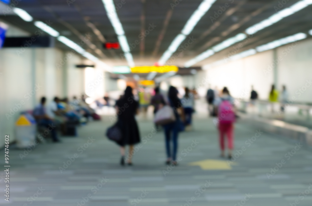 Passengers in Airport on blur background