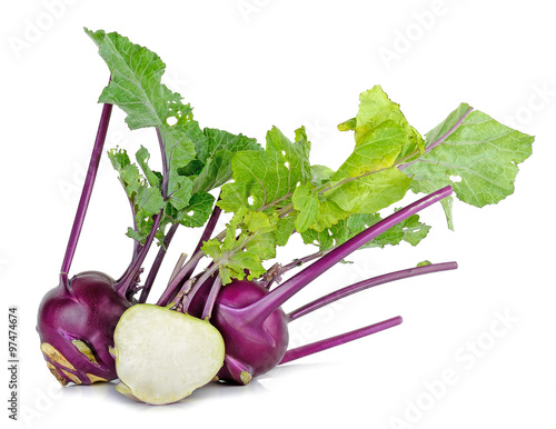Purple kohlrabi isolated on the white  background