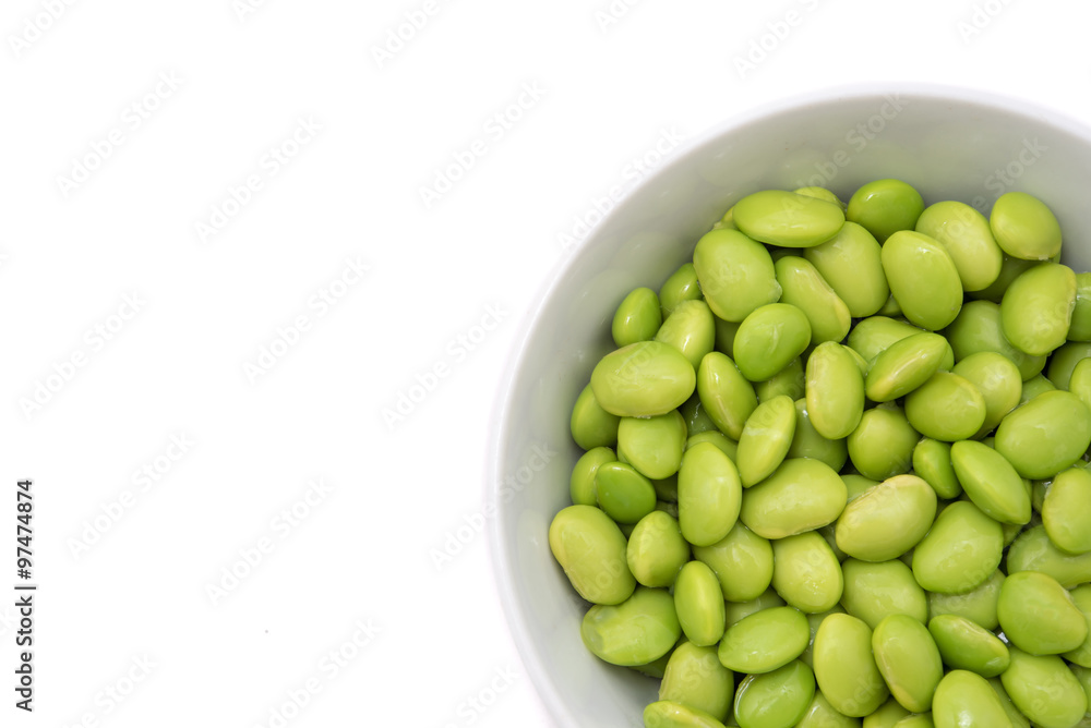 Soybean in the cup isolate on white background Soybean in the cup isolate on white background