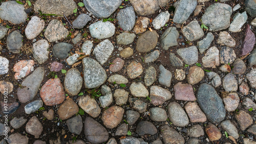Colored rocks lining ditch