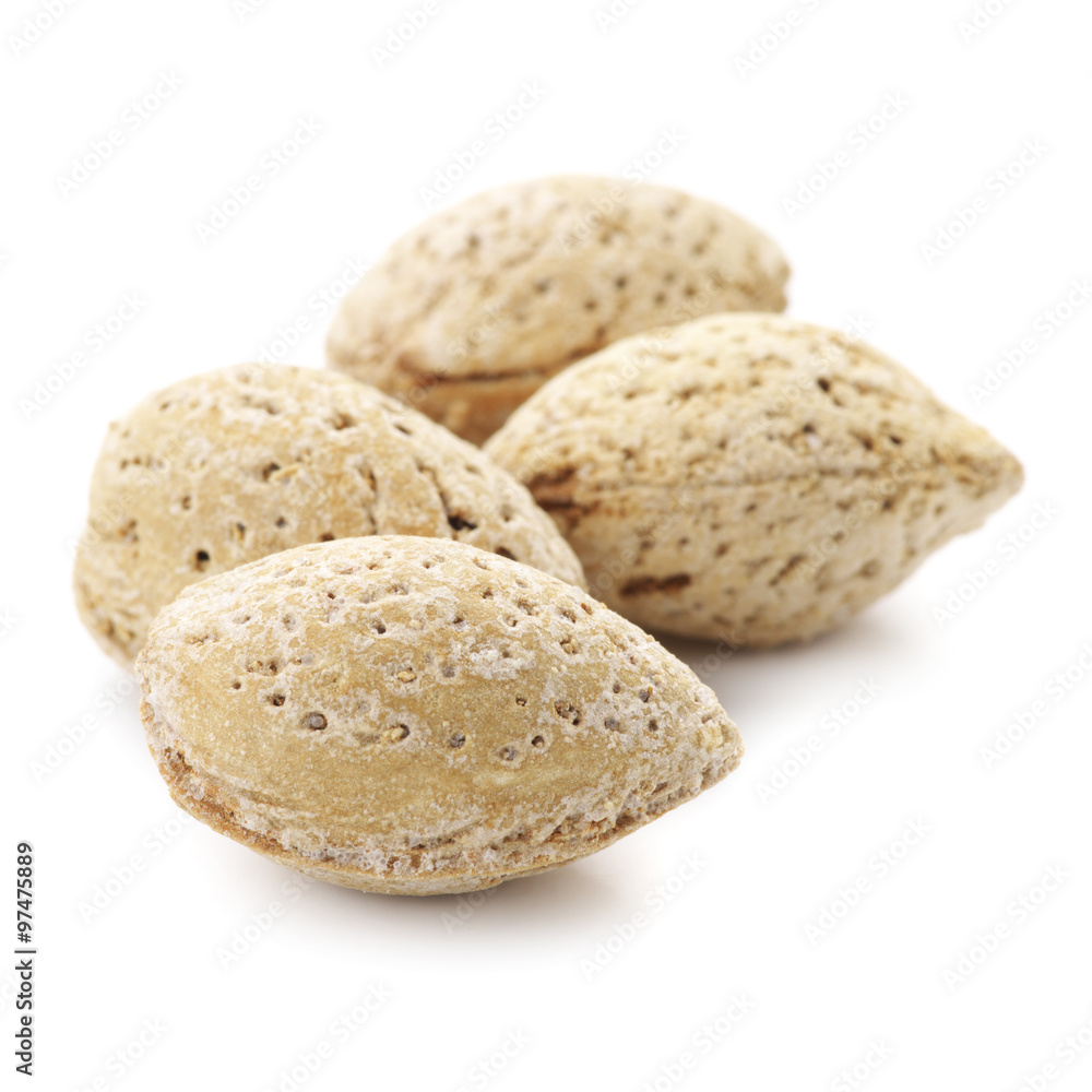 Almonds on white Almonds on white
