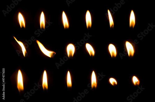Obraz na plátně set of frame light candle burning brightly in the black background