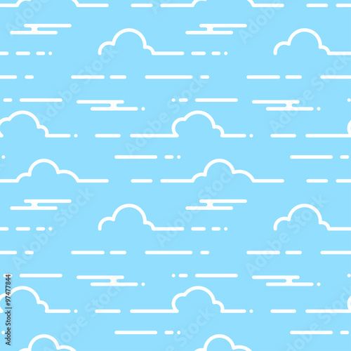 Vector seamless abstract pattern with clouds in a daytime 
