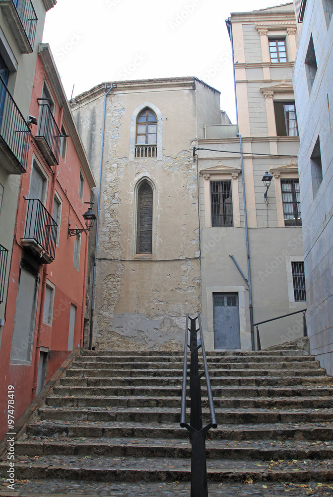 GIRONA, SPAIN - AUGUST 30, 2012: Jewish quarter in Girona. Catalonia. Spain