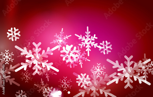Fototapeta Naklejka Na Ścianę i Meble -  Vector Merry Christmas abstract background, snowflakes in the air