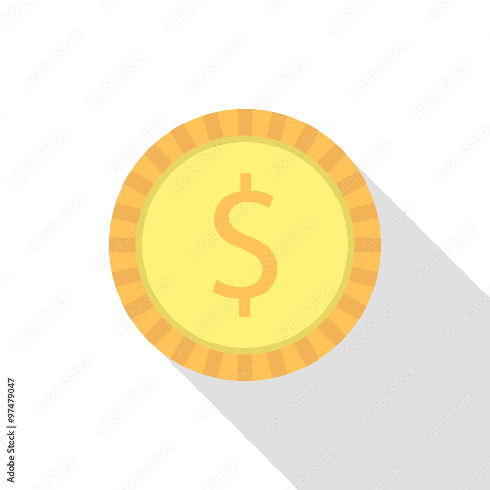 simple dollar coin with long shadow simple dollar coin with long shadow