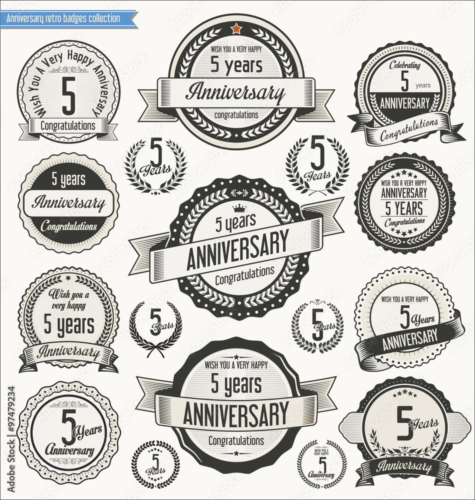Anniversary retro badges collection Anniversary retro badges collection