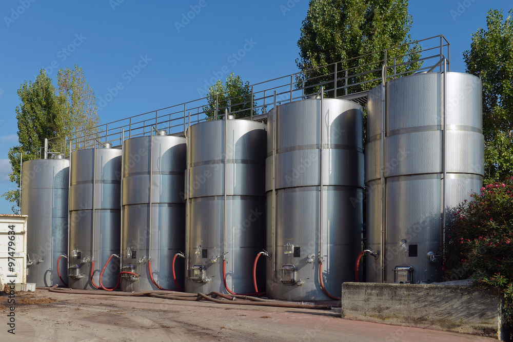 Fototapeta premium tanks with wine at the winery
