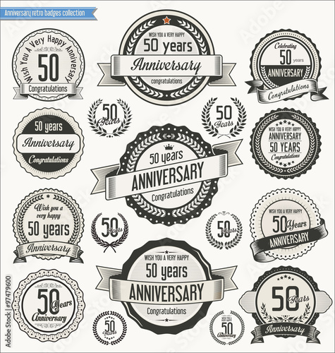 Anniversary retro badges collection