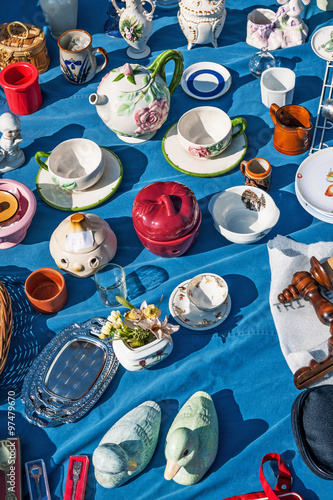 Odds and ends on a flea market stall