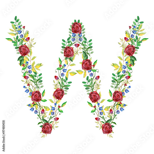 Watercolor Floral Monogram Letter