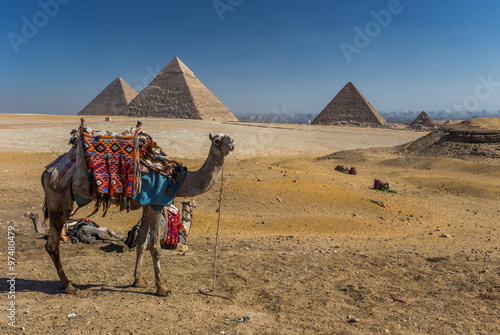 Egypt. Cairo - Giza. General view of pyramids from the Giza Plat