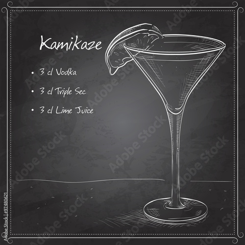 Kamikaze alcohol cocktail on black board