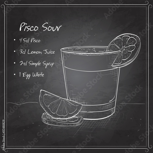 Cocktail Pisco sour on black board