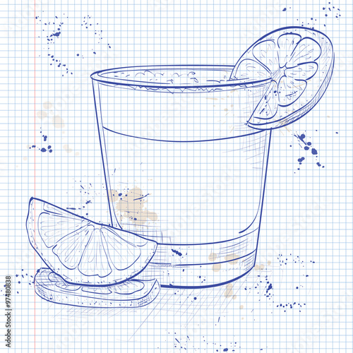 Cocktail Pisco sour on a notebook page photo