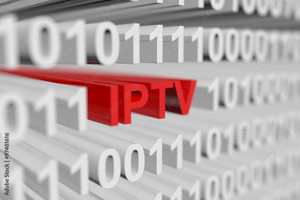 IPTV is presented in the form of a binary code with blurred background