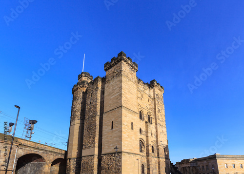 Newcastle Castle.  The Castle Keep of Newcastle Castle in Newcastle-upon-Tyne, Northern England.  The Castle Keep is a medieval fortification and dates back to the 12th Century.