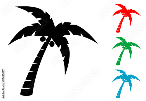 Icono plano cocotero en varios colores #1