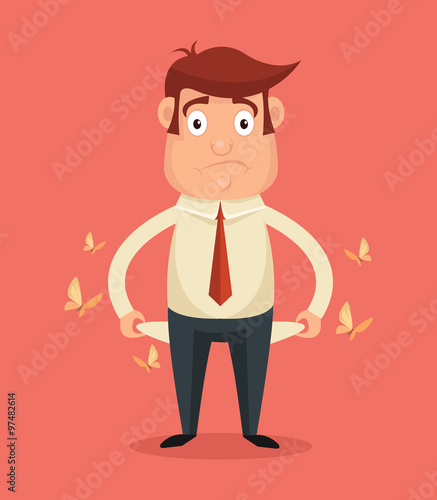 Businessman has no money. Vector flat illustration