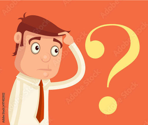 Thinking businessman. Vector flat illustration