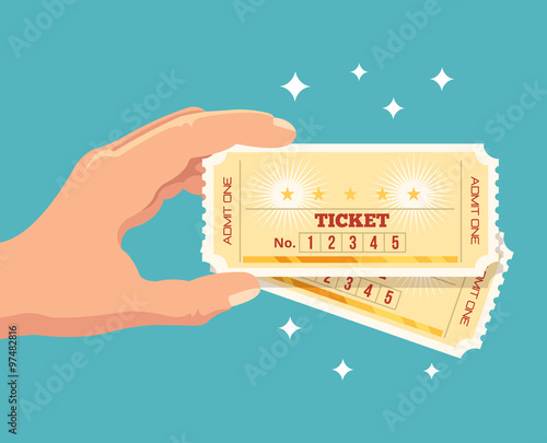 Hand holds tickets. Vector flat illustration 