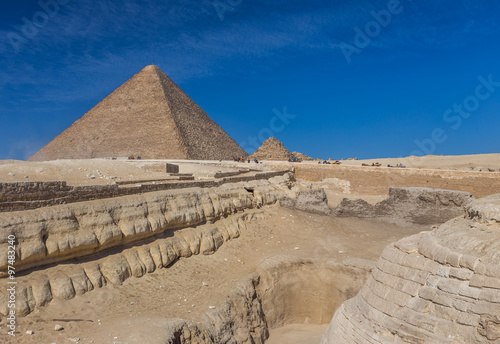 Egypt. Cairo - Giza. General view of pyramids from the Giza Plat