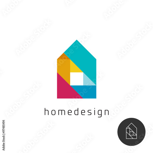 House design concept colorful rainbow geometric elements logo.