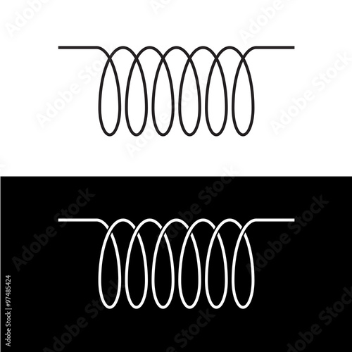 Induction spiral electrical symbol. Black linear coil element si