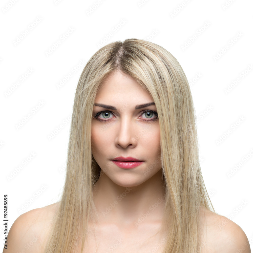 Beautiful woman with long straight blond hair. Beautiful woman with long straight blond hair.