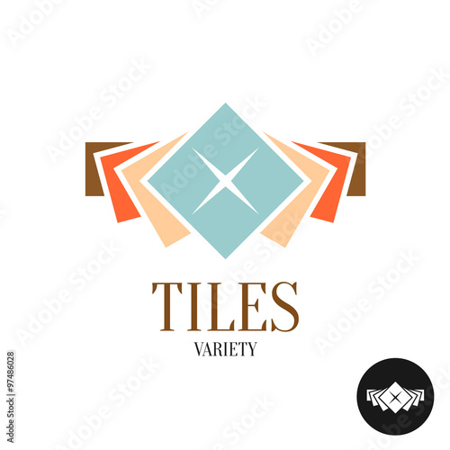 Tiles variety logo. Row of the color square tiles for interior a