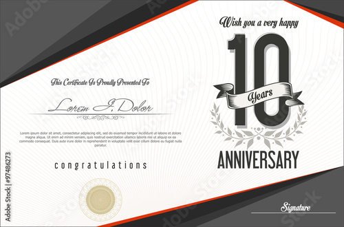 Anniversary retro vintage background 10 years