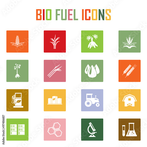 Vector bio fuels refinery plant , bio diesel , icons
