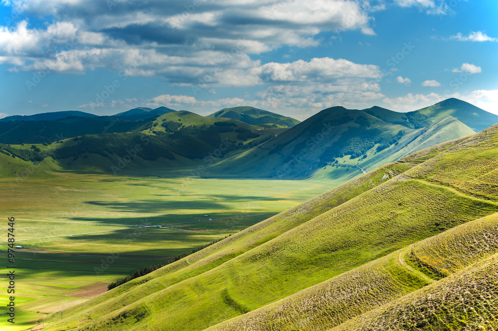 Mountain spring in Italy landscape, Umbria.