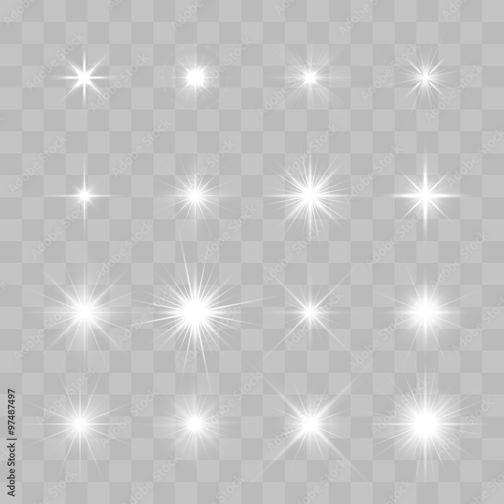 Set of Vector glowing sparkling stars - obrazy, fototapety, plakaty 