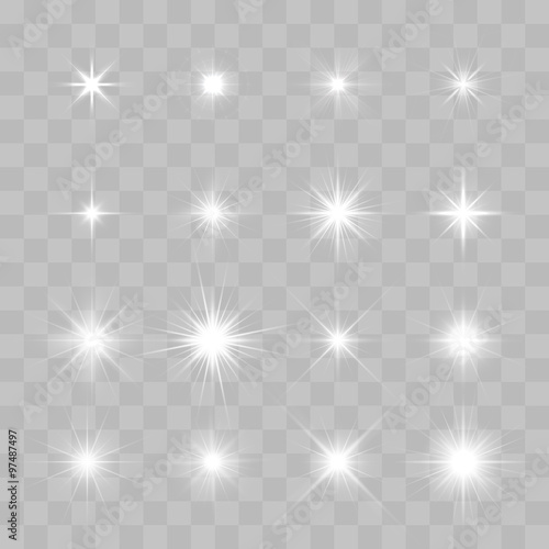 Canvas Print Set of Vector glowing sparkling stars