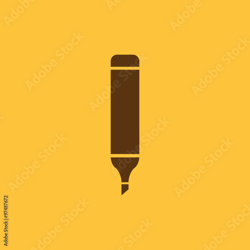 The marker icon. Pen and pencil, highlighter symbol. Flat