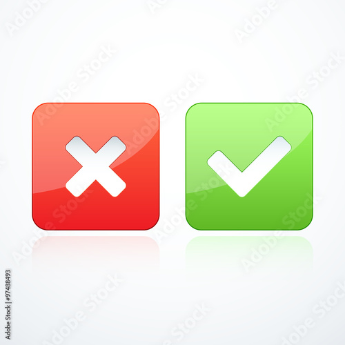 Check marks. Tick and cross.