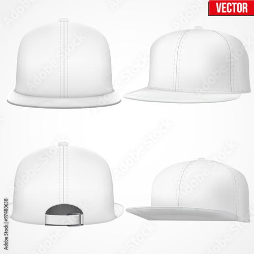 Set Layout of Male white rap cap. 