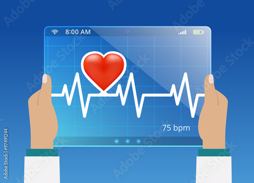 Medicine doctor monitoring the status of cardiogram