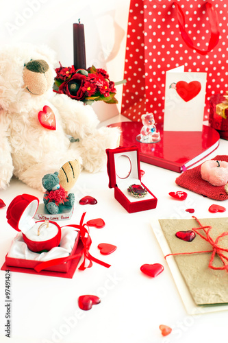 Many Valentine's day festive gifts and surprises in mess.