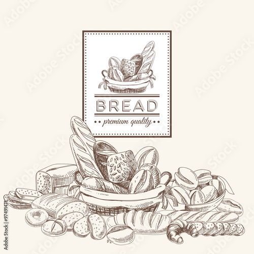 Vector bakery retro background. 