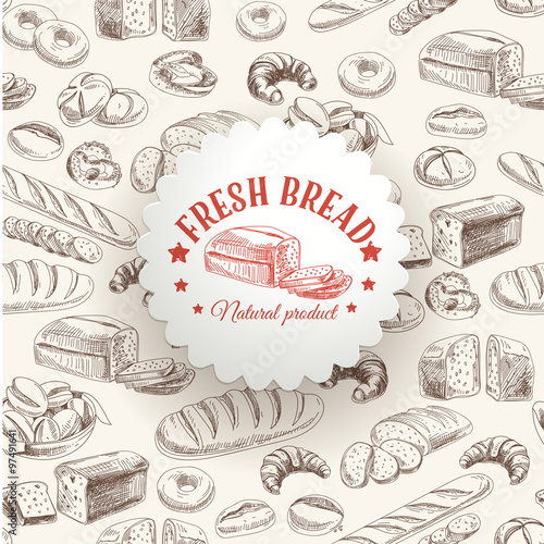 Vector bakery retro background. 