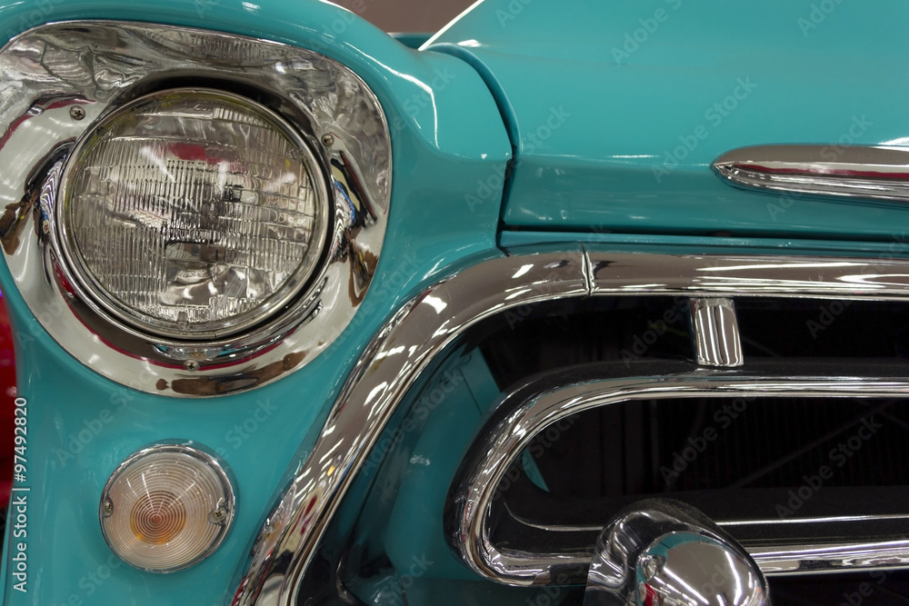Classic blue car headlights