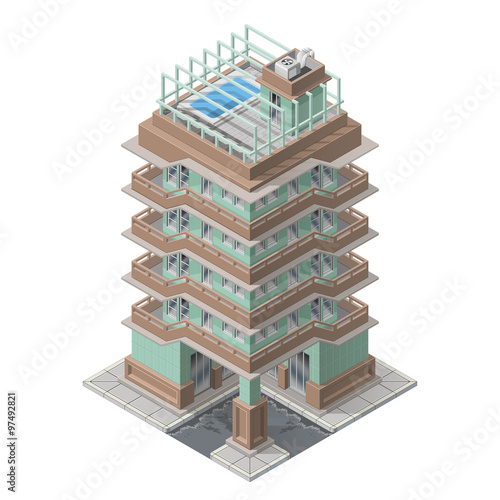 Vector isometric skyscaper building