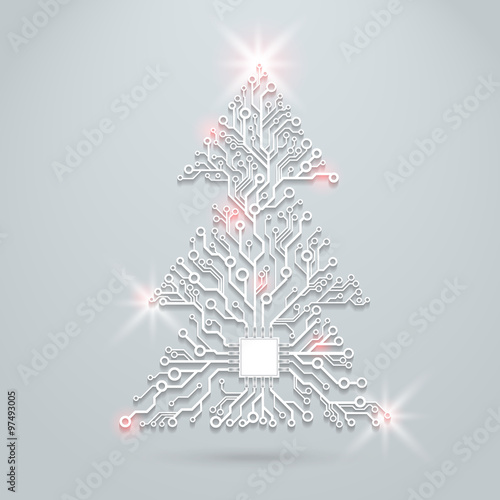 Vector concept circuit board Christmas tree