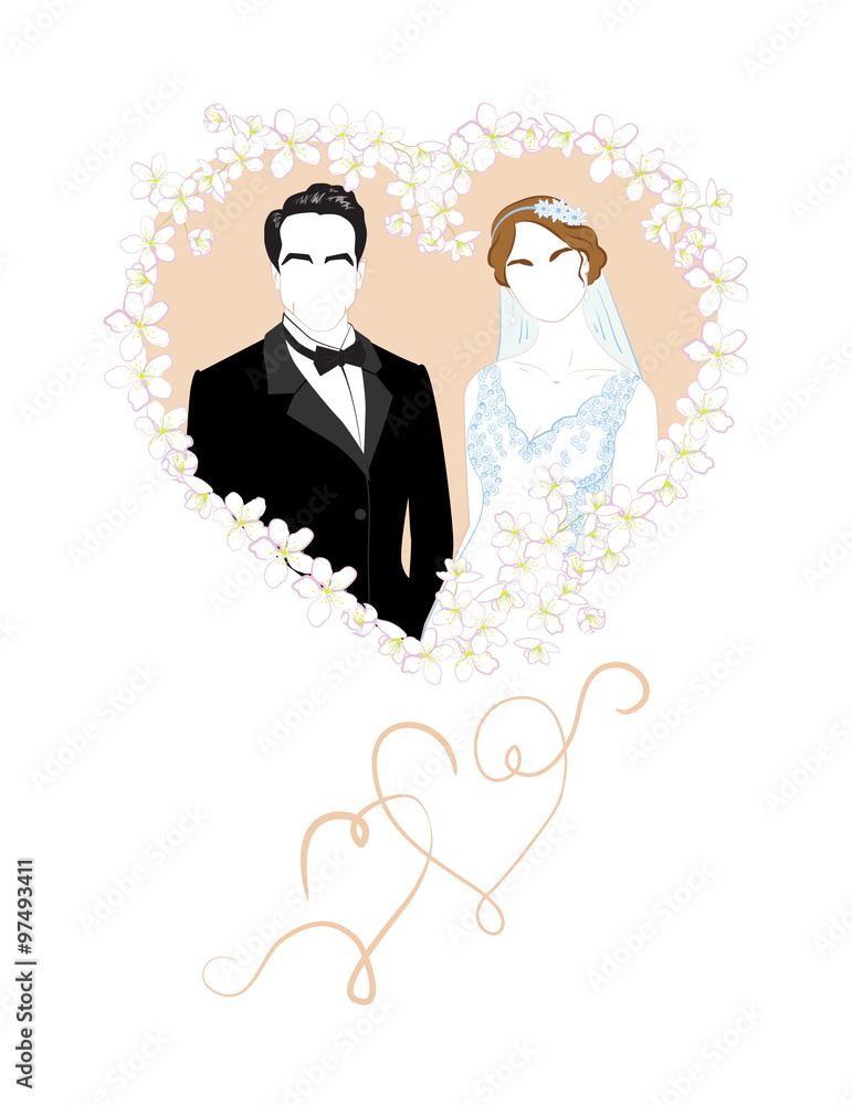 the bride and groom, vector illustration wedding invitation the bride and groom, vector illustration wedding invitation