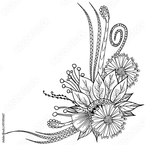 Pattern for coloring book. Ethnic retro design