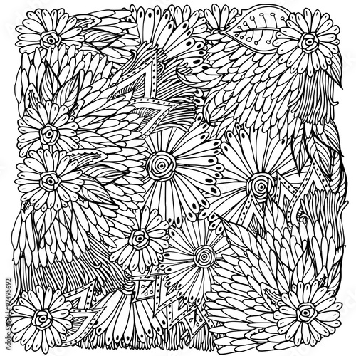 Wallpaper Mural Pattern for coloring book. Ethnic retro design Torontodigital.ca