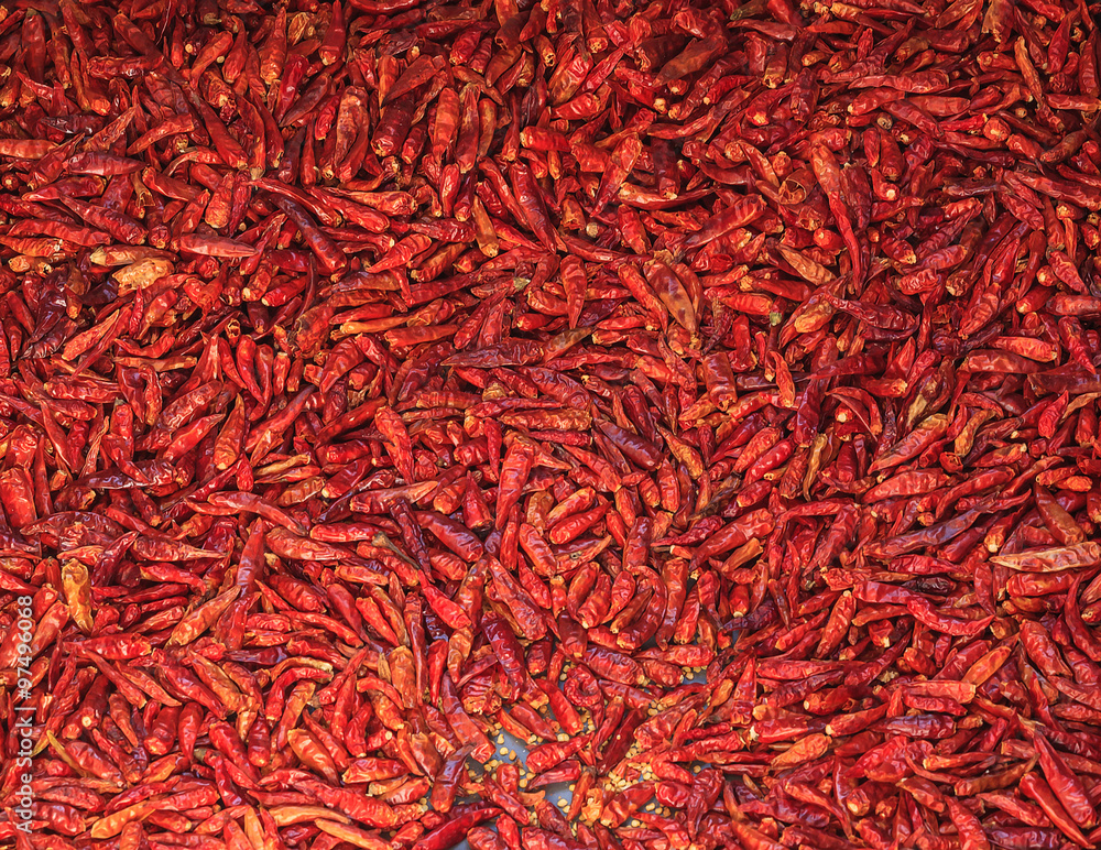 Naklejka premium Bulk chili pepper. pattern